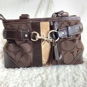 Coach Hamptons Brown Canvas Leather…
